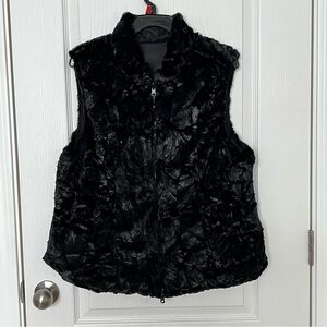 Reversable Faux Fur Womens Vest Black Size XL